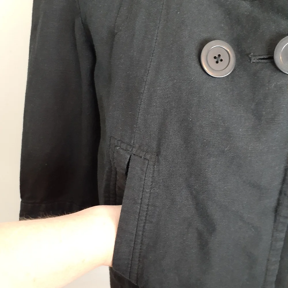 Larry Levine Linen Blend Jacket 3/4 Sleeves Cropped Shacket Blazer SOLD ON EB - Picture 4 of 8